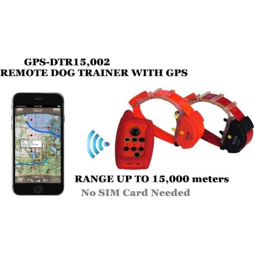 WATERPROOF DOG TRAINING COLLAR WITH GPS TRACKER FOR 2 DOGS 15KM RANGE with BUILD-in ANTENNA