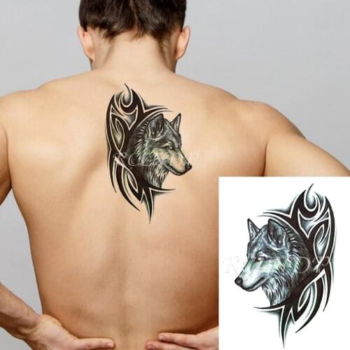 Waterproof Temporary Tattoo Sticker Creative Cool Wolf Head Fake Tattoo Flash Tattoo big size tattoos for Women Men girl
