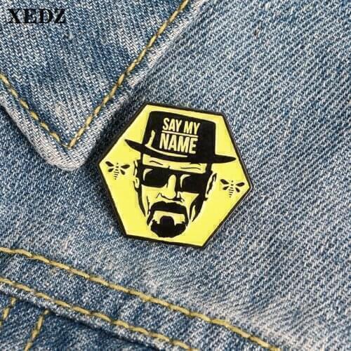 XEDZ mysterious eyes uncle metal pin say my name funny golden jewelry bee pin animal logo cute shirt bag lapel brooch for kids