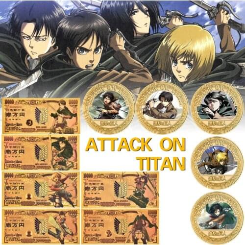 Japanse Anime Attack on Titan Gold Plated Coin Collectibles with Coin Holder Souvenir Gifts Home Decor Gift for Kids Children