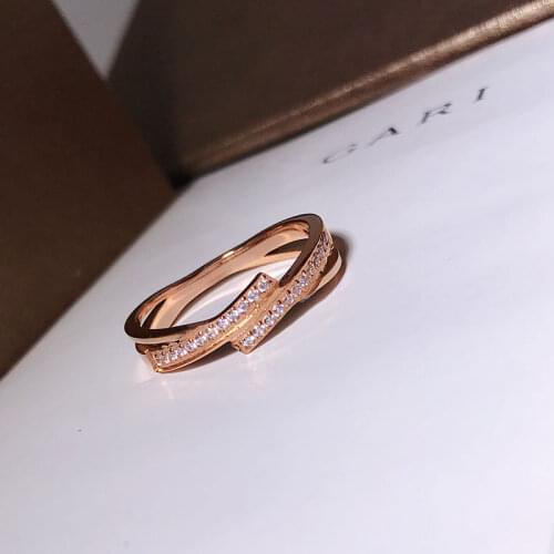 YUN RUO 316L Titanium Steel Jewelry Anniversary Pave Mosaic Zircon Cross Weeding ring Rose Gold Fashion Woman Gift Never Fade