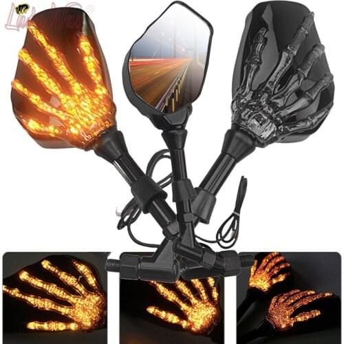 8mm 10mm Universal Motorcycle Rearview LED Turn Signal Mirrors For Honda Suzuki Kawasaki Harley Yamaha Custom Silverado