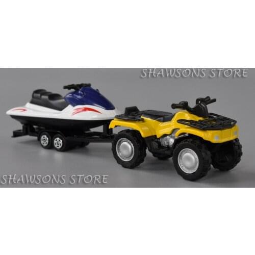 1:50 Diecast Metal Quad ATV With Jet-Ski Trailer Model For Kids Toys Gifts