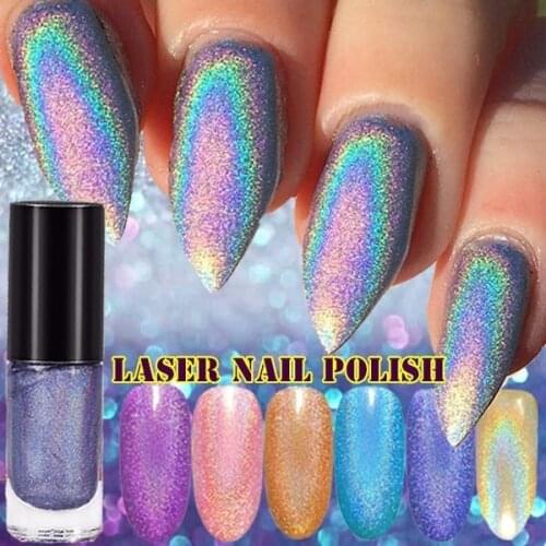 1 Bottle Of 8 Colors Starry Sky Symphony Nail Polish Flash Nail Art Holographic Laser Nail Polish Fingernails Makeup Beauty Gel