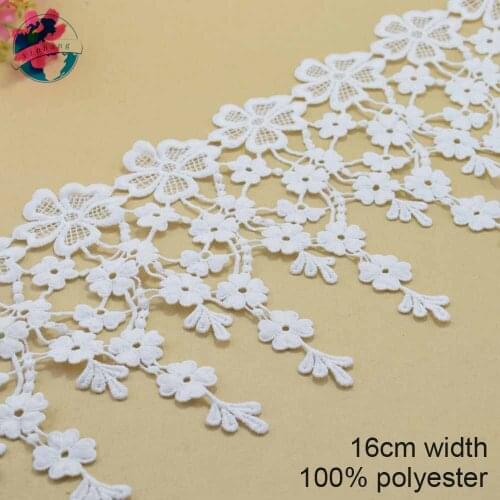 10yards 16cm white polyester lace embroidery lace french lace ribbon fabric guipure diy trims warp knitting sewing Accessor#3698