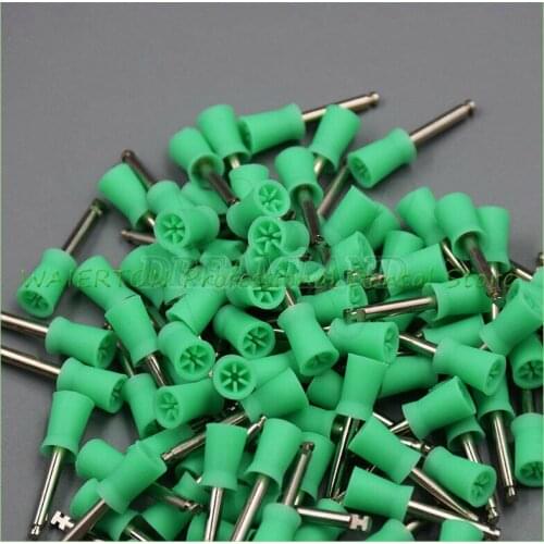 100pcs Dental Prophy Cup Rubber Polish Brush Polishing Tooth Latch Type Polisher green
