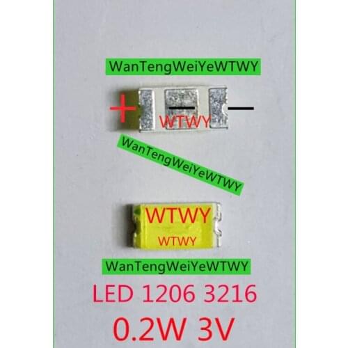 1000pcs Original LED 1206 3216 Light Beads Cool white High Power 0.2W 3V For LED LCD TV Backlight Application