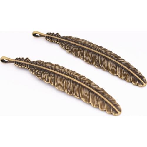 105x22mm 3pcs Antique Bronze Plated Feather Style Handmade Charms Pendant:DIY for necklace bookmark-P1-08