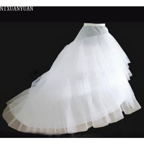 2 Crinoline 3 Layer Yarn White Petticoat for Long Tail Adjust Size Wedding Dress Vestido de Noiva Petticoat Accessories