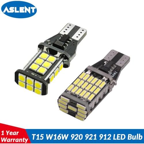 ASLENT 2PCS T15 W16W 921 912 Super Bright 1200Lm 3030 SMD LED CANBUS NO OBC ERROR Car Backup Reserve Lights Bulb Tail Lamp White