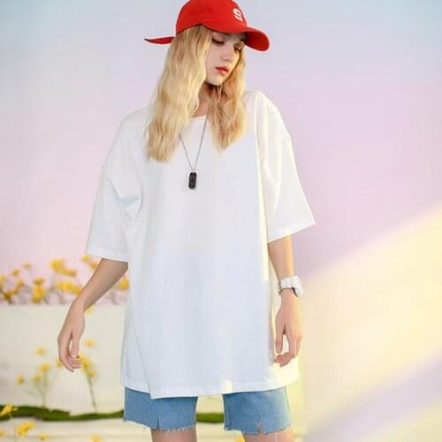 2021 Summer short sleeve T-Shirt Women Tee Shirt Loose Solid Basic T Shirt Women Casual O-neck Hipster Oversized Tshirt Top 5XL