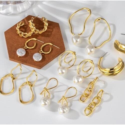 2021 New Gold Color Earrings For Women Trendy Round Geometric Drop Statement Earrings Fashion Party Jewelry Earrings Gift
