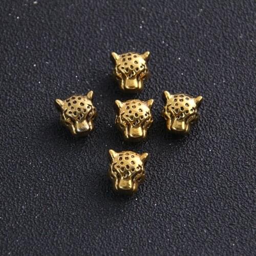 4pcs 9*12*12mm Antique Gold Leopard Head Beads Spacer Bead Metal Charms for Jewelry Bracelet DIY Making