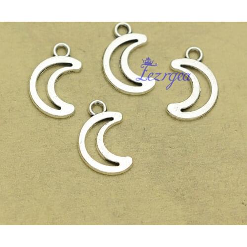 50pcs/lot--17x10mm, Antique silver plated moon charms,DIY supplies,Jewelry accessories