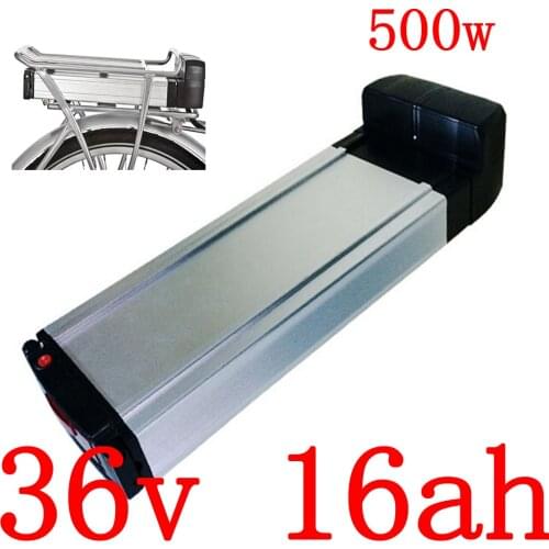 36V 500W Rear Bracket Battery 36V 10AH 13AH 15AH Electric Bike Battery 36V 15AH Lithium battery with 15A BMS with 2A charger