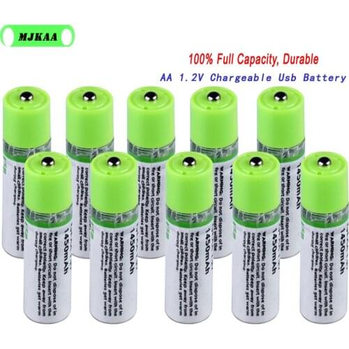 MJKAA 2A NI-MH 1.2V 1450mAh Usb Rechargeable Aa Battery Ues For Remote Control, Razor