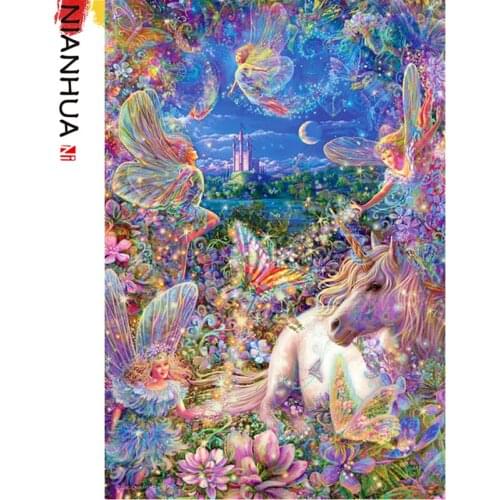 Diamond Painting Square Unicorn Rainbow Flower Butterfly Wonderland Mural Kit 5D DIY Embroidery Round Home Decor Rhinestone Gift