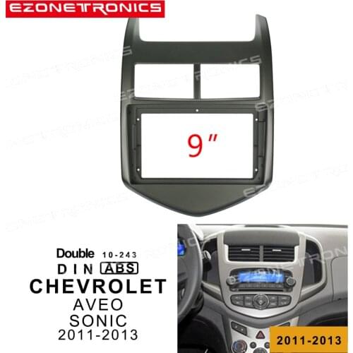 1-2Din Car DVD Frame Audio Fitting Adaptor Dash Trim Kits Facia Panel 9" For Chevrolet AVEO SONIC 2011 12 13Double Radio Player