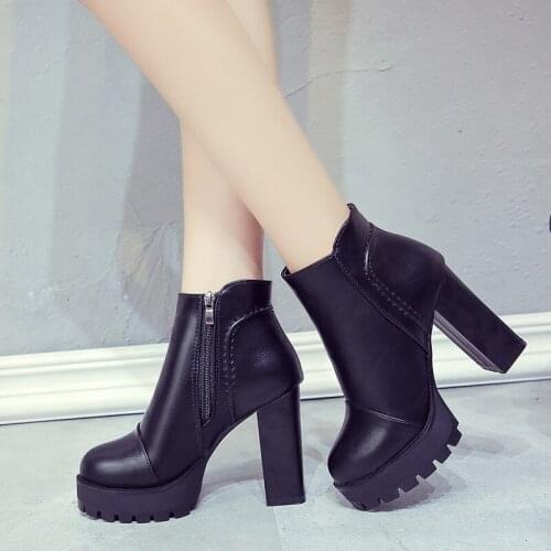 Vintage British women ankle botte winter super high heels ladies platform boots winter plush fur leopard footwear peluche 2020