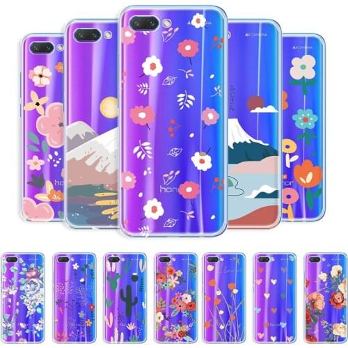 For Huawei Honor 10X Lite Case Clear Soft Case For Honor 10 10i Transparent Shockproof Cover For Honor 10 Lite Flower Phone Capa