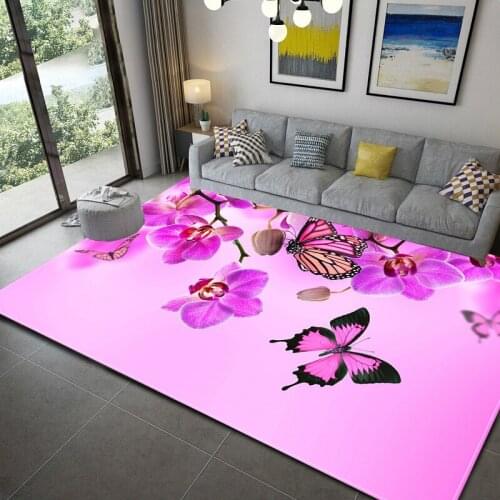 Pink Butterfly Pattern Carpets For Living Room Bedroom Decorate Mats 3D Printing Kids Room Play Area Rugs Coffee Table Floor Rug