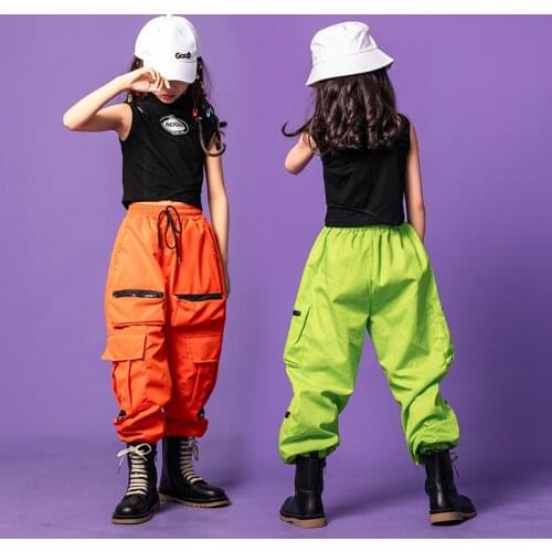 2021 Ballroom Hip Hop Dance Costumes For Kids Black Vest Loose Pants Ballroom Hip Hop Clothing Street Dance Rave Clothes DQS6681