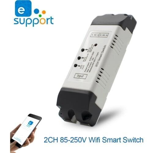 EWeLink WiFi 2 Channel Relay Smart Switch DC7-32V/AC85-250V Voice Control Module Self-locking Inching Google Home Alexa