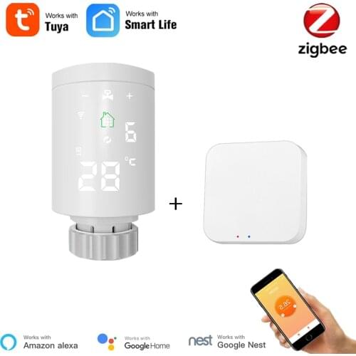 Smart Life Zigbee Smart TRV Radiator WiFi Radiator Actuator Programmable Radiator Valve Tuya Smart APP Control Alexa Compatible
