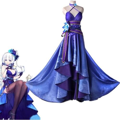 New Game Azur Lane Illustrious Cosplay Costume Never Ended Tea Meeting Blue Full Dresses Halloween Carnival Uniforms Custom Made