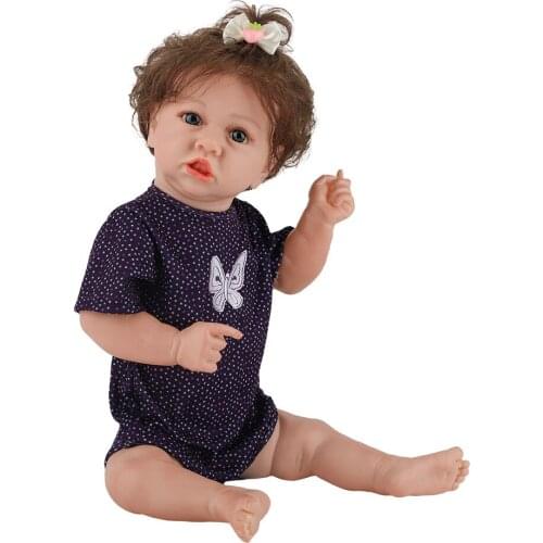 Bebe58cm hand rooted curly hair Full Body Silicone Bebes Reborn Menino Doll Realistic Newborn baby Kids Good Playmate Brinquedos