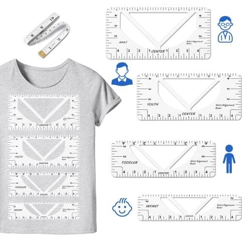 T shirt Ruler Guide Tee Alignment Tool with 1 Soft Tape Measure