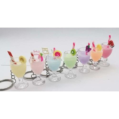 LXJERY Cocktail Keychain Lovely Key Chain Schoolbag Backpack Charm Pendant Key Ring llaveros Girl Gifts Jewelry