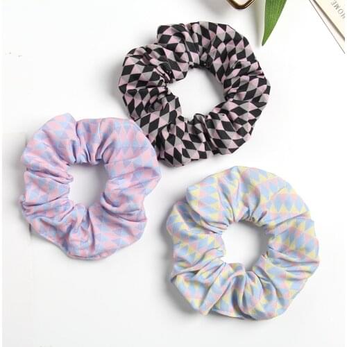 Fashion Women Hair Scrunchie Plaid Hair Rope Girls Elastic Hair Band Ponytail Holder Striped Rubber Band Hair Accessories