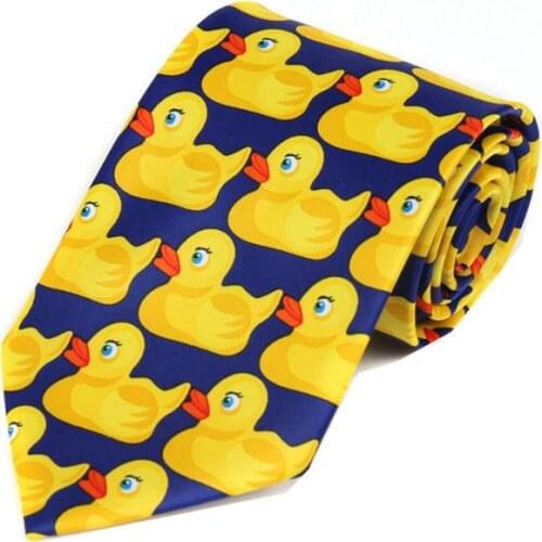 Men Women Funny Yellow Duck Printed Necktie Imitation Silk Cosplay Party Business Suit Ties Neckwear Show Wedding Accessories