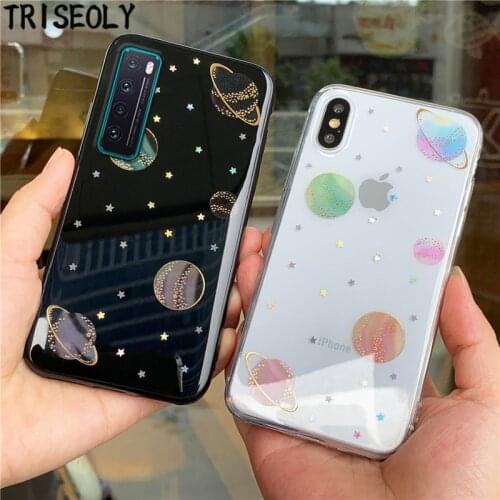 For Huawei Y8S Y9S Y7P Y6P Y5P P Smart Pro 2019 2020 Nova 7 SE 7i Nova 7 Pro Honor 9S Glitter Simple Planet Soft TPU Case Cover