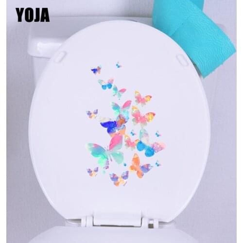 YOJA 14.3X21.7CM Butterfly Wall Stickers Art Toilet Decal Home Kids Room Decorations T3-1242