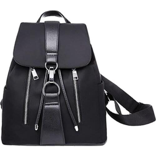 3PCS / LOT Nylon Women Backpack Female Fashion Travel Waterproof Patchwork Bag Black School Backpacks for Teenager Girls