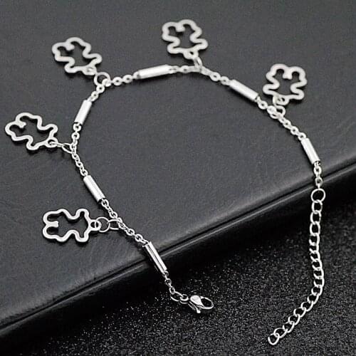 New fashion bracelet women jewelry Bear Pendant Stainless steel bracelets for girls