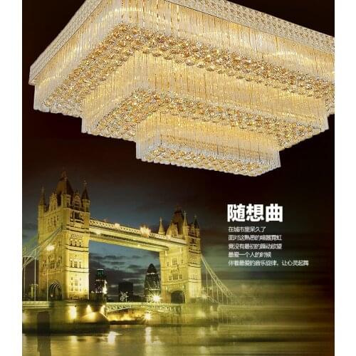 New S gold crystal ceiling lamp rectangular double crystal lamp LED living room lamps ceiling lamps lighting fixture led lights