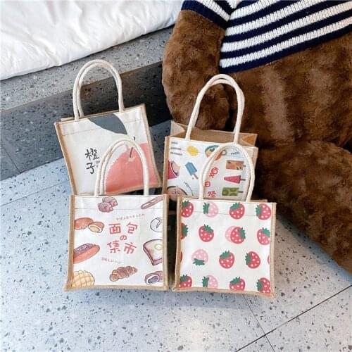 New Korean Style Lunch Bag Canvas Bag Tote Bag For Girls Lunch Box Small Handbag Pouch Dinner Container Food Storage Bags 2021