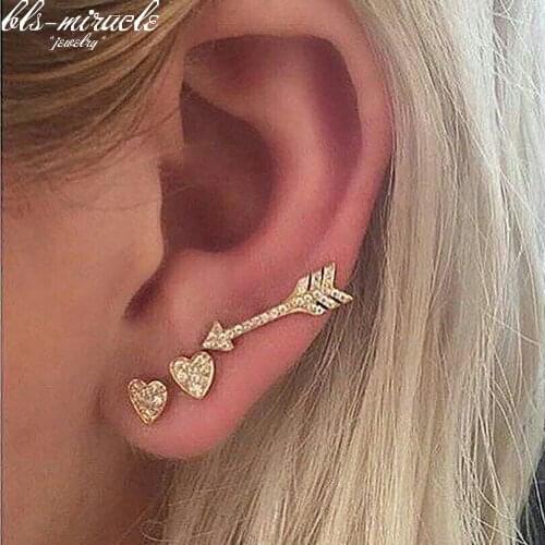 Bls-miracle New Fashion jewelry classic alloy crystal with heart and arrow shape stud earrings best wholesale E494
