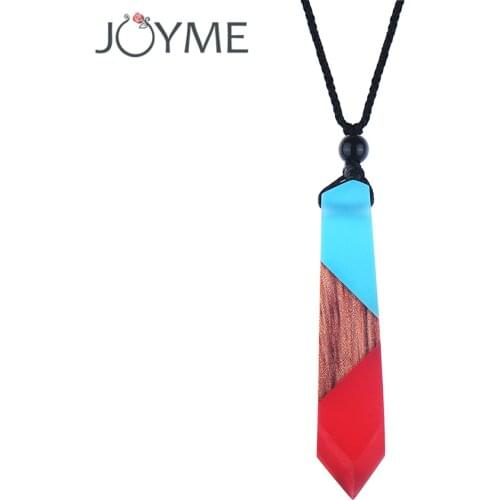Handmade Wood Resin Necklaces & Pendants Long Adjustable Size Rope Chain Natural Wooden Necklace Jewelry Gifts For Women Men