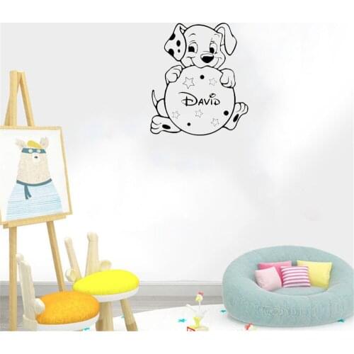 Personalized Animals Wall Decal Custom Name Decal Cute Dogs Wall Sticker Baby Names Decor Home For Kids Room Vinyl ph744