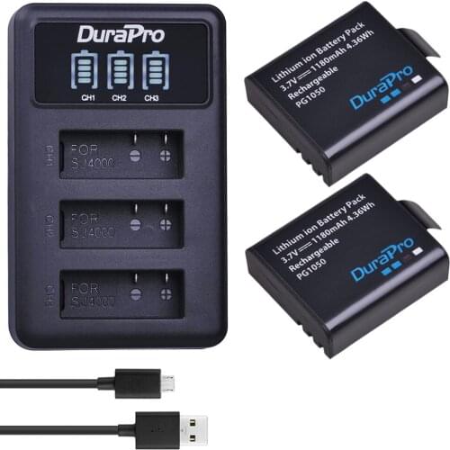 PG1050 Rechargeable Li-ion Battery+ LED 3-Slots USB Charger akku for SJCAM SJ4000 SJ5000 SJ6000 SJ8000 EKEN 4K H8 H9 GIT-LB101