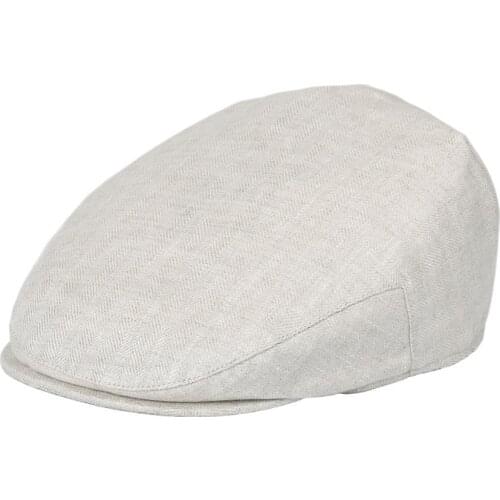 BOTVELA Flat Cap for Men Women Herringbone Linen Newsboy Caps Lightweight Driver Ivy Hat Bakerboy Hats Summer Boina 006
