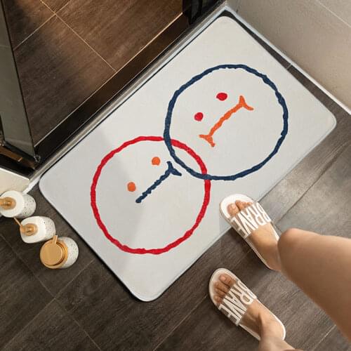 Plush Area Carpet Anti Slip Bathroom Mat Water Absorb Floormat Cute Face Decorative Doormat Long Bedroom Home Decor Alfombra