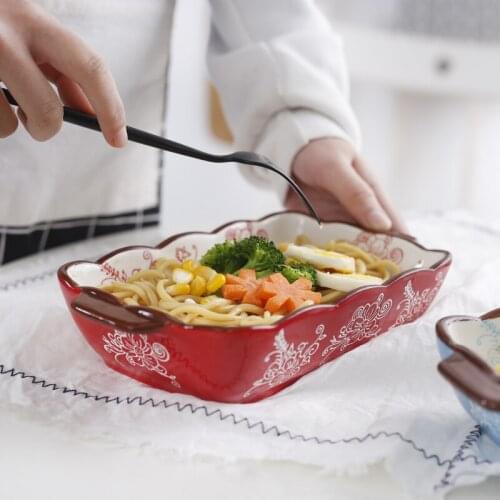 Rectangular Ceramic Non-Stick Cake Pan Porcelain Baking Dish Roasting Lasagna Pan Baking Tray Tools