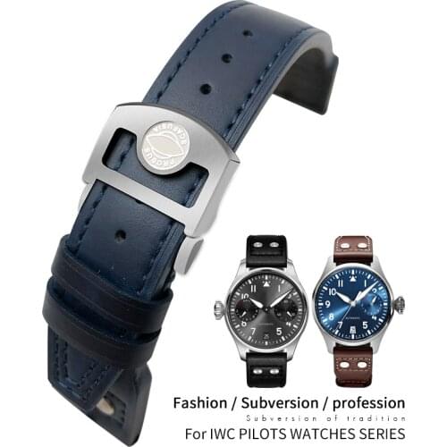 20mm 21mm 22mm Rivet Calfskin Leather Watch band Fit for IWC watch Big PILOT IW5009 SPITFIRE IW3777 Le Petit Prince Mark strap