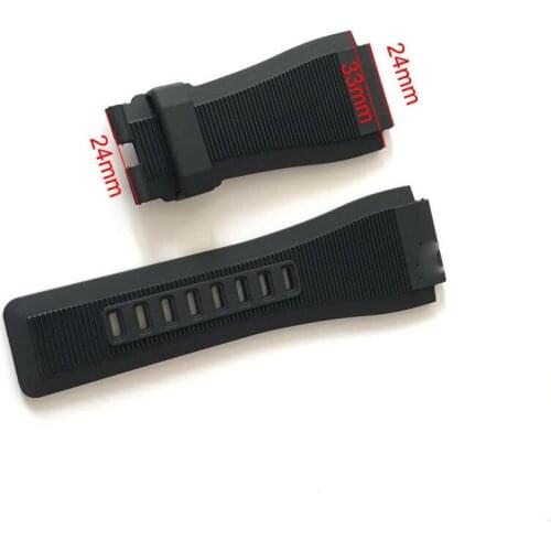 33*24mm Convex End Silicone Rubber Watch Band For Bell Series BR01 BR03 Strap Watchband Bracelet Belt Ross + Tool