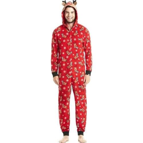 Christmas Parent-child Homewear Fashionable Hooded Jumpsuit Christmas Family Wear Fashionable Hooded Christmas Printed Jumpsuit